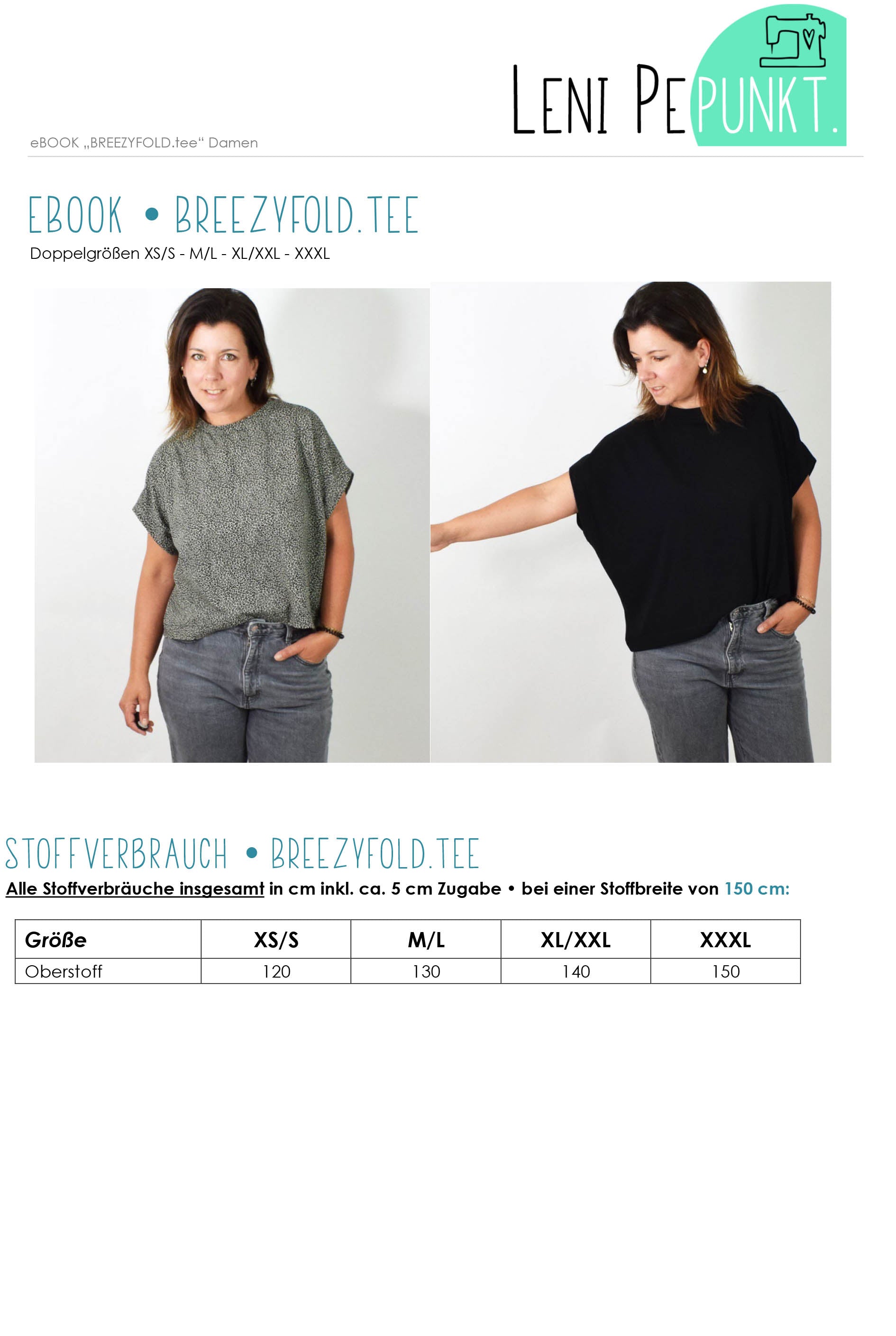 176 BREEZYFOLDtee Schnittmuster leni pepunkt STOFFVERBRAUCH