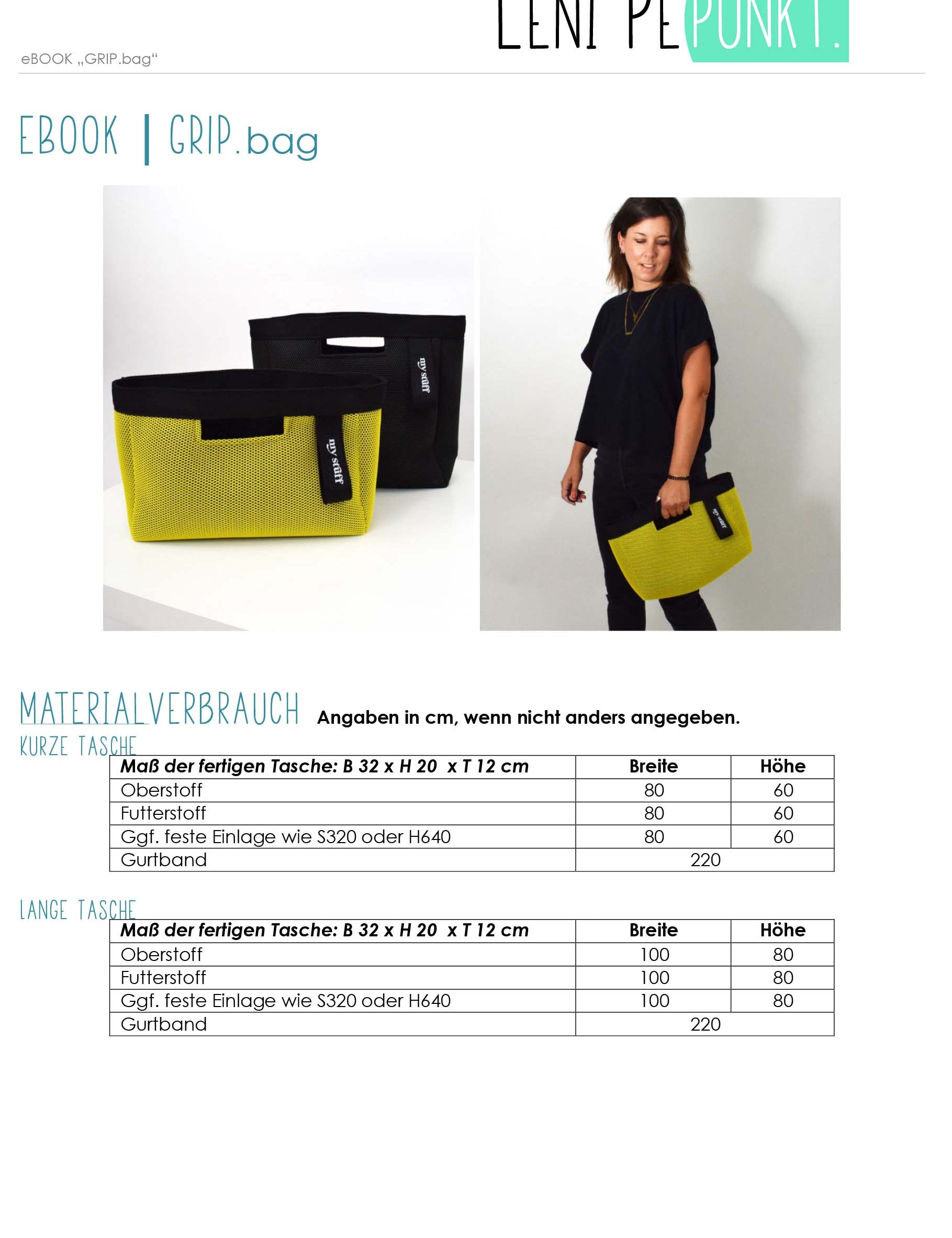 180 eBOOK GRIPbag leni pepunkt Materialverbrauch