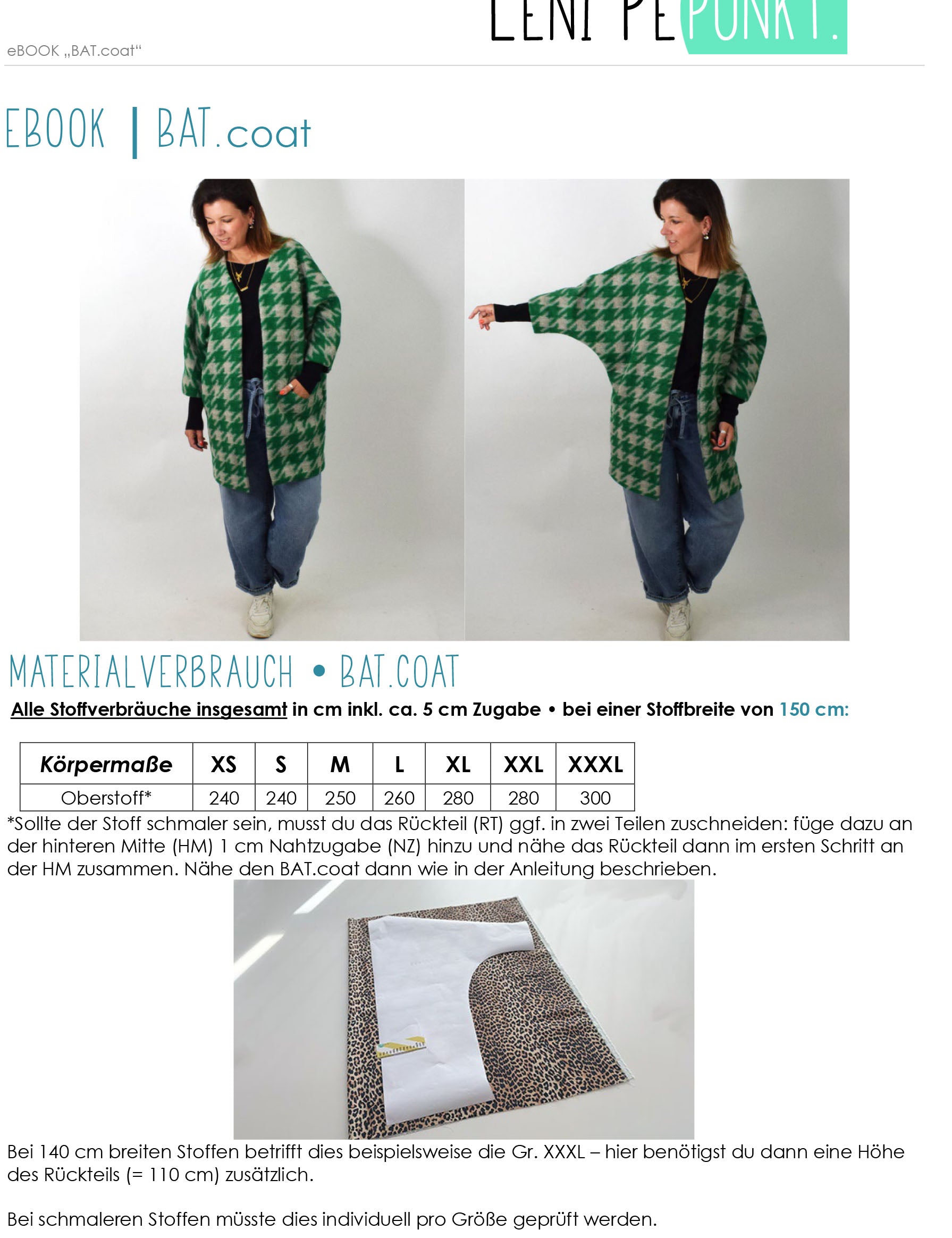 183 BATcoat leni pepunkt Materialverbrauch