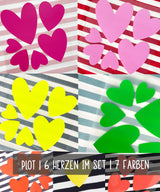 finished Plot | 6 hearts in a set | 7 colors