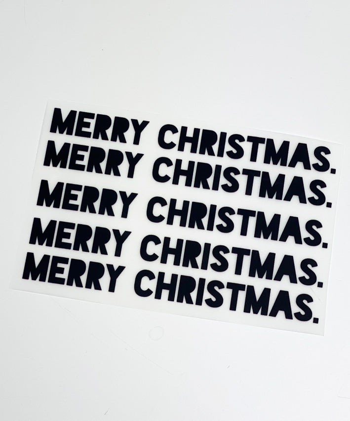Bügelbild SET | MERRY CHRISTMAS | schwarz |  5 Stück