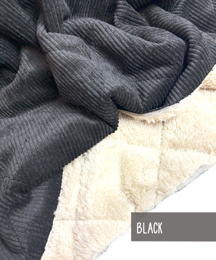 Cord Fellrckseite gesteppt black 1
