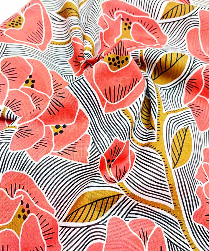 Cotton Voile Poppies -3 leni pepunkt