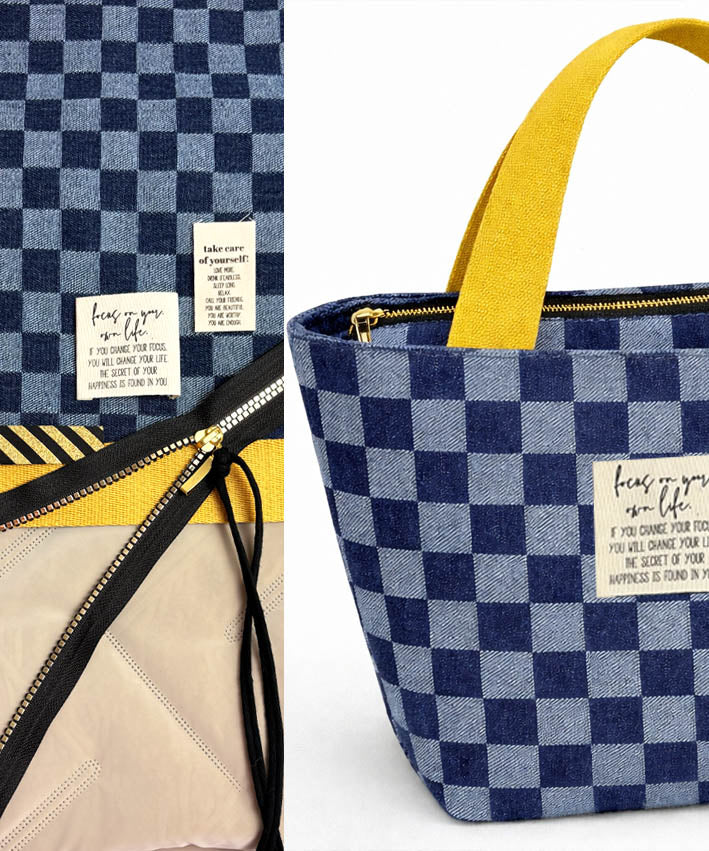 DIY Set NP718 SUNSETtotebag JeansKaro x Gold