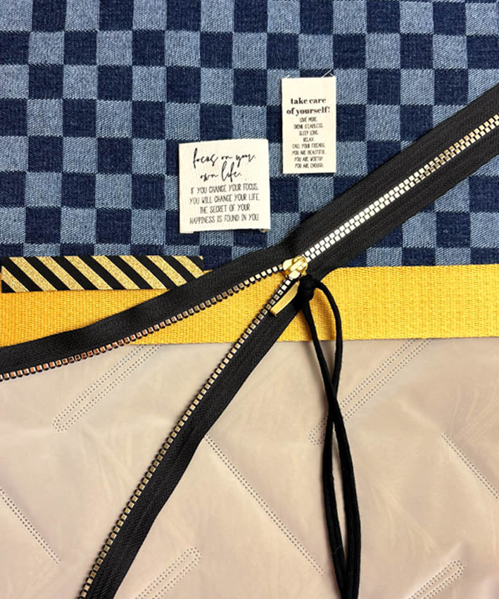 DIY Set NP718 SUNSETtotebag JeansKaro x Gold a