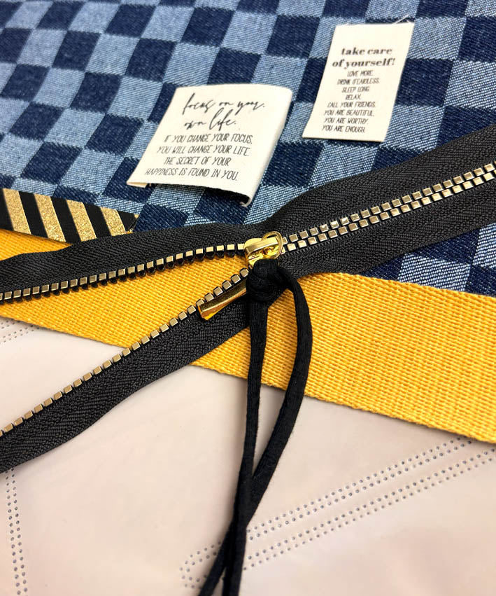 DIY Set NP718 SUNSETtotebag JeansKaro x Gold b