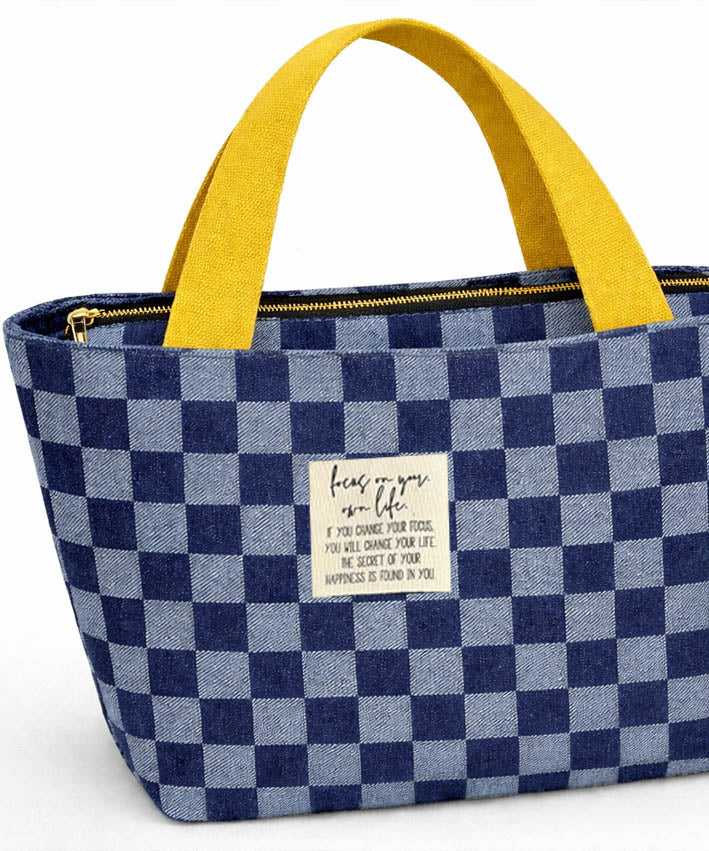 DIY Set NP718 SUNSETtotebag JeansKaro x Gold c