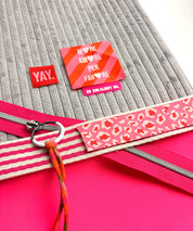 DIY Set NP725 SUNSETtotebag Breitcord Hellgrau-neonpink 2