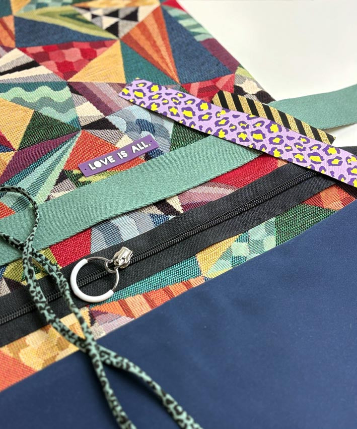 DIY Set SUNSETtotebag Gobelin coloured triangles 1