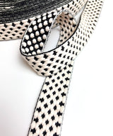 Webbing | 4 cm | Embroidery Black-Ecru