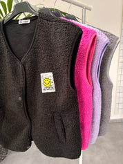 READYtoWEAR | Teddyweste mit Smileypatch | 4 Farben