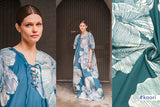 Fibre Mood | Knit Trench Water Resistant Flower | Petrol-Ecru
