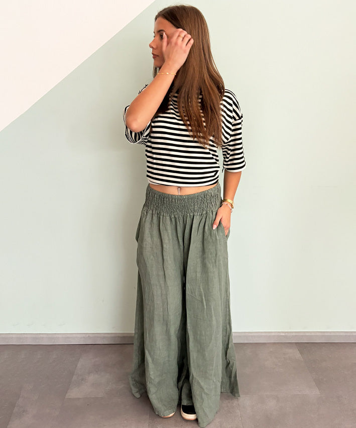 Leinenhose gesmokter Bund Teaser 4