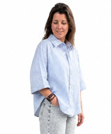 READYtoWEAR | RAGLAN BW Bluse | blau-weiß gestreift