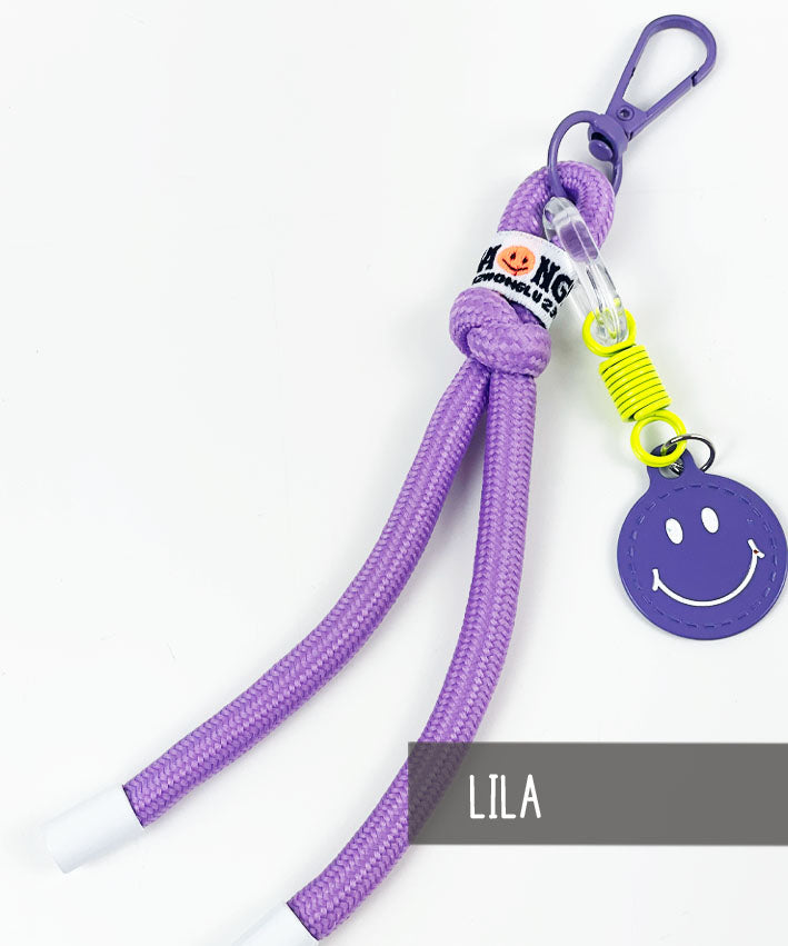 Taschenanhanger-Schlusselband-Smiley-Lila-leni-pepunkt