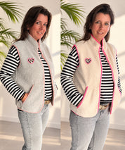 READYtoWEAR | Teddyweste mit Leoherz | Creme oder Grau