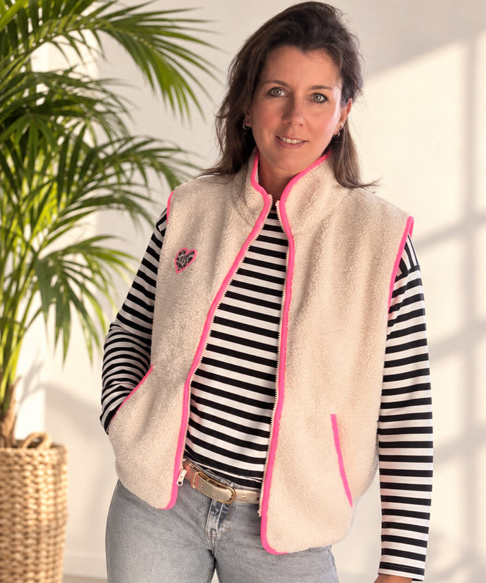 READYtoWEAR | Teddyweste mit Leoherz | Creme oder Grau