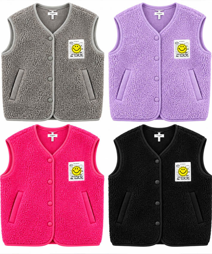 READYtoWEAR | Teddyweste mit Smileypatch | 4 Farben