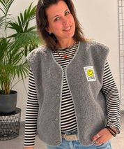 READYtoWEAR | Teddyweste mit Smileypatch | 4 Farben