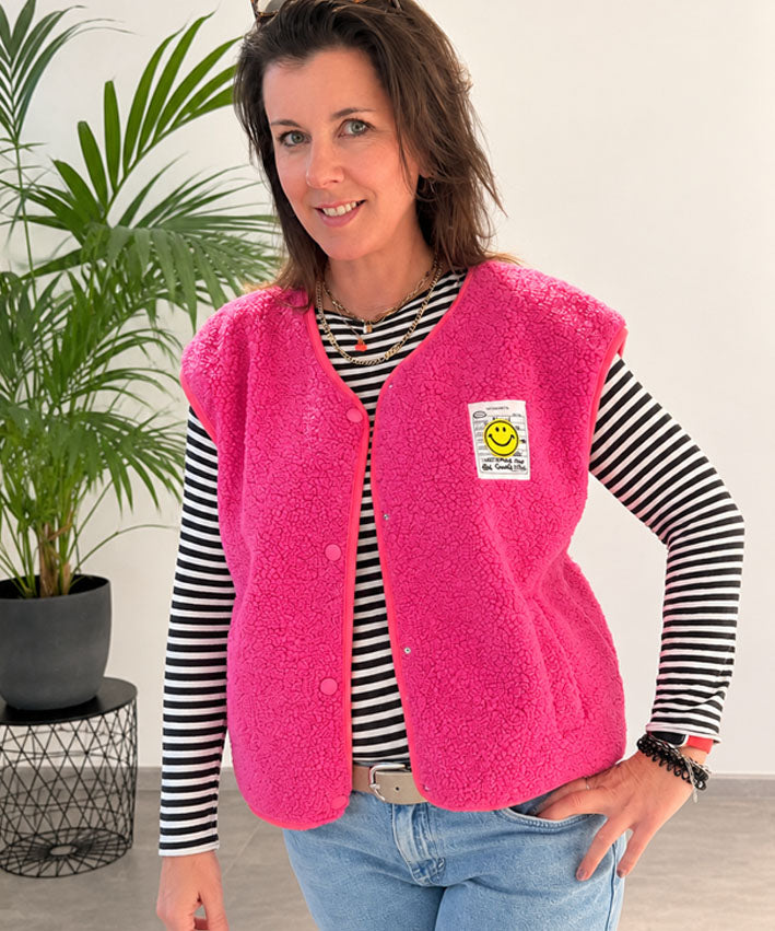 READYtoWEAR | Teddyweste mit Smileypatch | 4 Farben