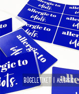 Bügelbild | ALLERGIC.. | Blau-Weiss 70x40 mm
