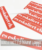 Bügelbild | ES ESKALIERT EH. | ORANGE 100x20 mm | Bügeletikett