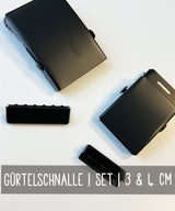 1 Set | GÜRTELSCHNALLE | 2-teilig | 4 & 3 cm | Metall | Schwarz