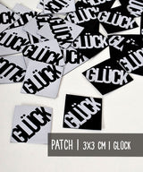 Patch | GLÜCK diagonal | 3x3 cm | Schwarz-Weiss | 2 Varianten