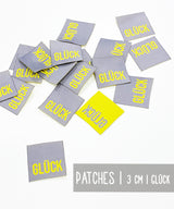 Patch | GLÜCK | 3x3 cm | grau-gelb