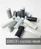 SERAFLEX | elastisches Nähgarn | WEISS, SCHWARZ und GRAU-Töne
