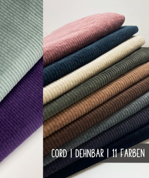 Cord | Breitcord | dehnbar | Uni | 12 Farben