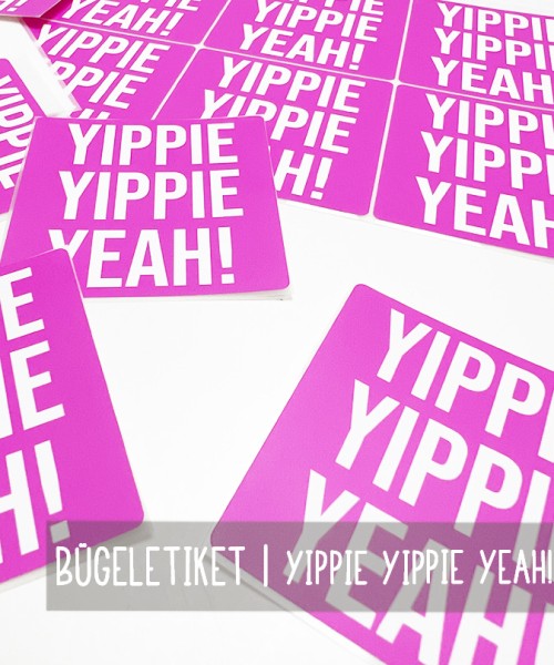 Bügeletikett | YIPPIE YIPPIE YEAH! | Pink 60x60 mm | Bügelbild