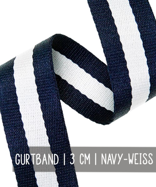Gurtband | 3 cm breit | NAVY-WEISS