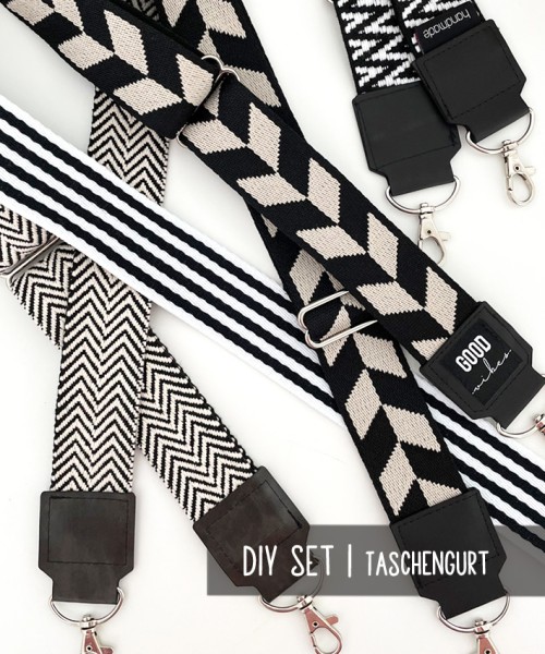 Materialpaket | DIY SET | Taschengurt | black & white | 4 Designs