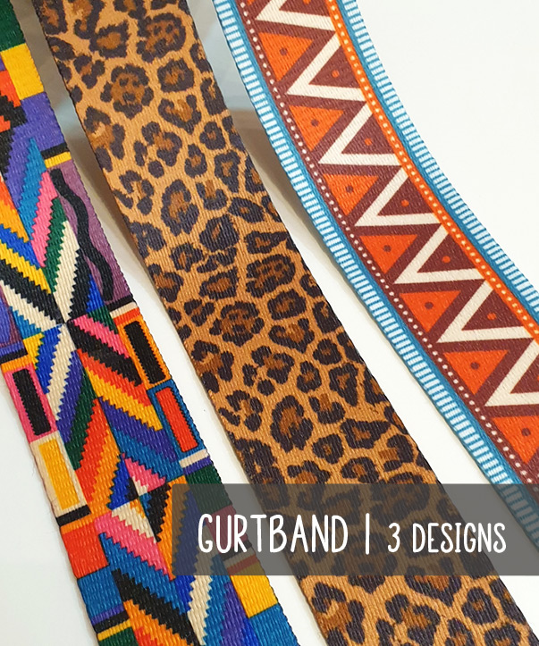Gurtband, 4 cm breit, 3 Designs, Tipi, Colourflash, Leo