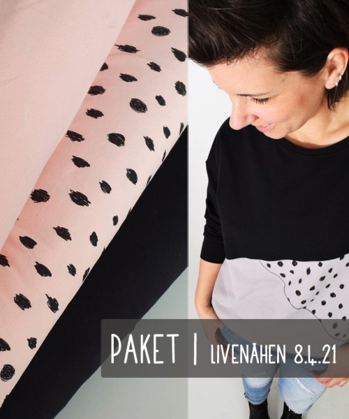 Nähpaket KNOTENsweater ohne Knoten | LIVEnähen 8. April | Soft Pink - DOTS Rosa - Schwarz