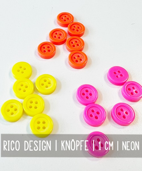 RICO DESIGN | Knöpfe | NEON | 3 Farben | Blusenknöpfe