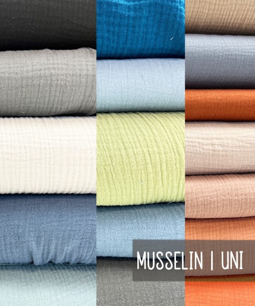 Musselin | UNI | Doublegauze | 17 Farben