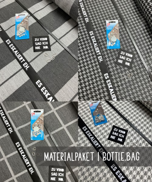 Materialpaket | BOTTLE.bag | Dekostoff COZY | 4 Varianten | ausreichend für 2 Bags