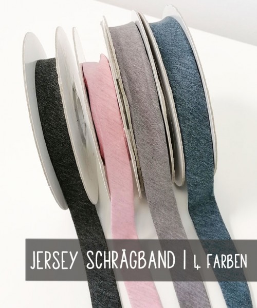 Jersey Schrägband Meliert | 40/20 gefalzt | Meterware | 4 Farben