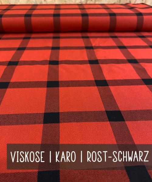 Viskose | gewebt | Karo | Rost-Schwarz