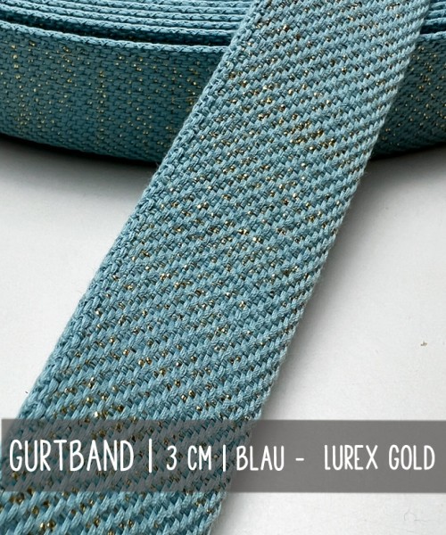 Gurtband | 3 cm | BLAU-Lurex GOLD