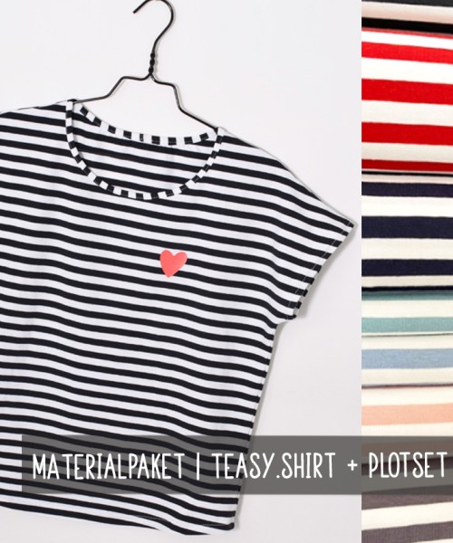 Nähpaket TEASY.shirt | Ringel + Herzen | 7 Farbkombinationen