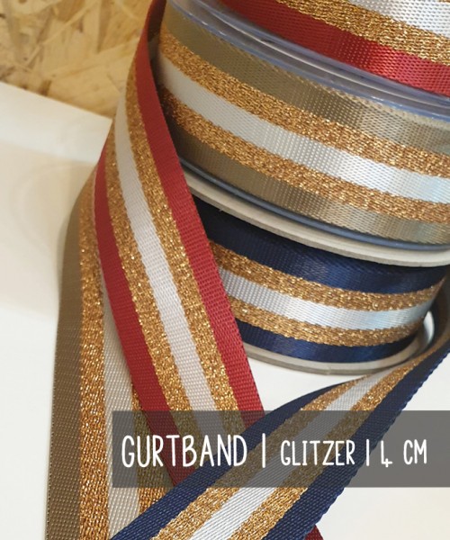 Gurtband | 4 cm breit | 5 Farben | GLITZER