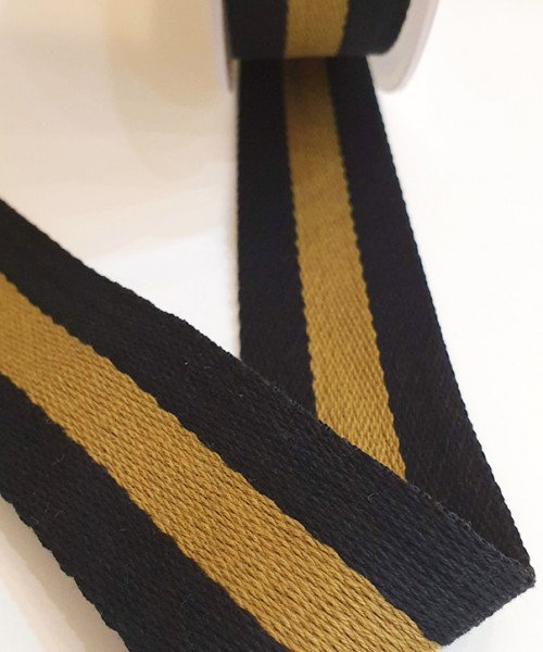 Gurtband | 4 cm breit | Streifen schwarz-gold