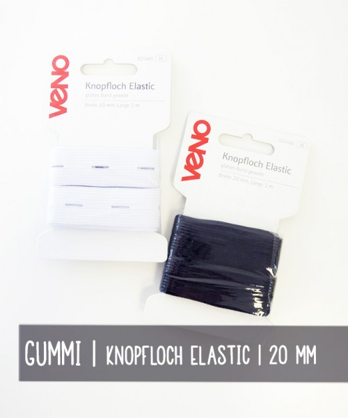 Gummiband | VENO | Knopfloch Elastic | 20 mm Breite | versch. Farben