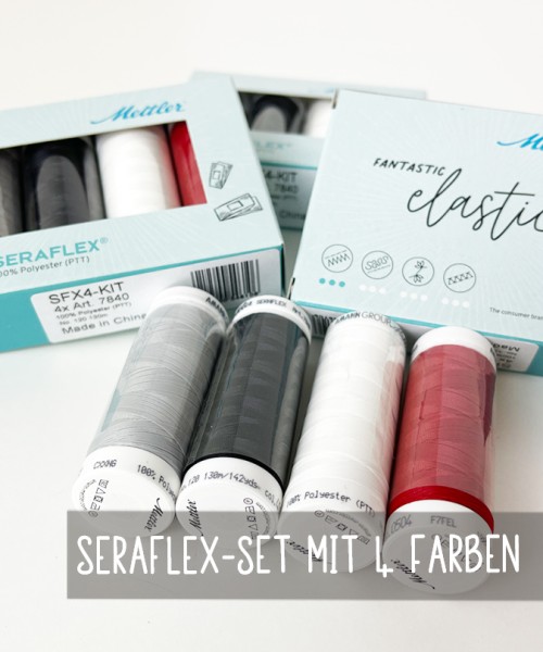 SERAFLEX | elastisches Nähgarn | Set 4 Farben