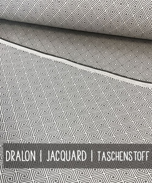 Dralon | Jacquard | Taschenstoff | RAUTE | Grau-Weiss