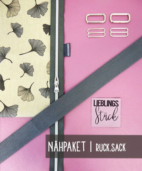Nähpaket RUCK.sack | KL Metallic Pink | RV Grau | Gurt Grau | NP521