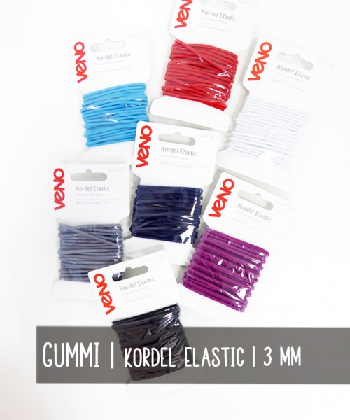 Gummiband | VENO | Kordel Elastic | 3mm | 3m | in 7 Farben